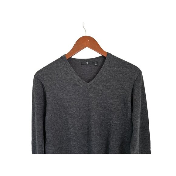 UNIQLO Merino Wool Sweater Heather Gray V-Neck Pullover Size Large - Picture 3 of 7